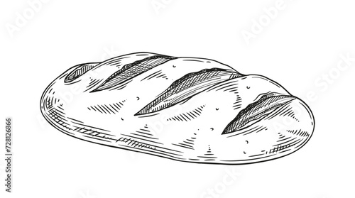 Bakery product sketch. Homemade pastry. Loaf and bun. Minimalistic creativity and art. Assortment for bakery and street cafe. Doodle flat vector illustration isolated on white background