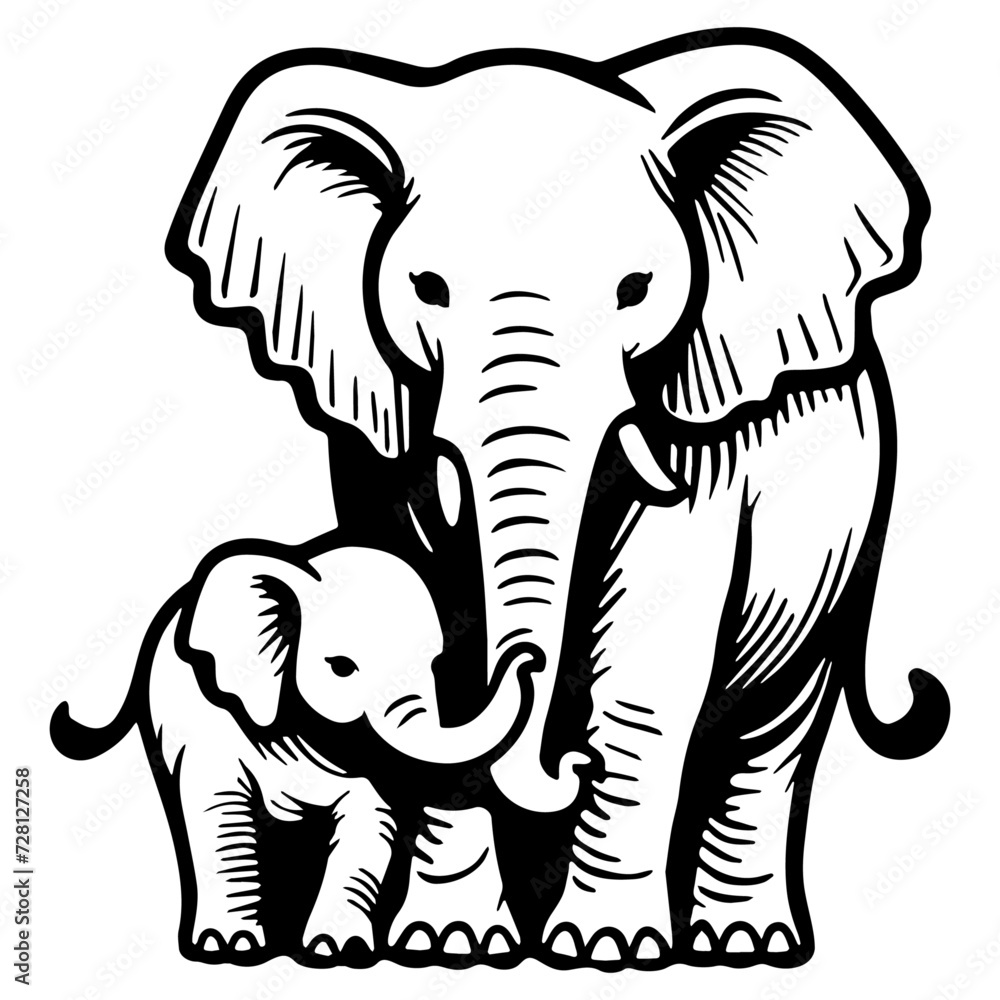 Fototapeta premium Elephant Sketch Drawing.