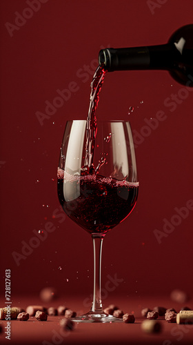 red wine pouring into glass