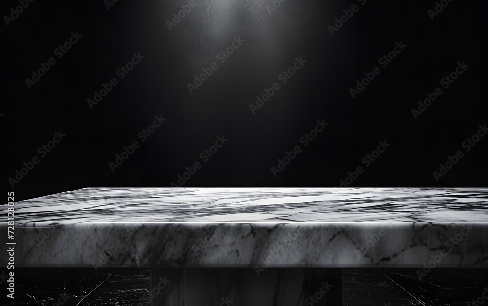 marble table with black background