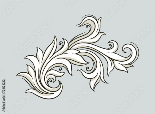 Baroque element concept. Traditional ornament and pattern. Graphic element for website. Architecture of old Rome and Greece. Linear flat vector illustration isolated on grey background
