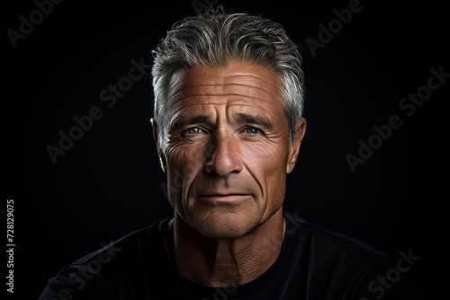 Portrait of a senior man on a black background. Studio shot.