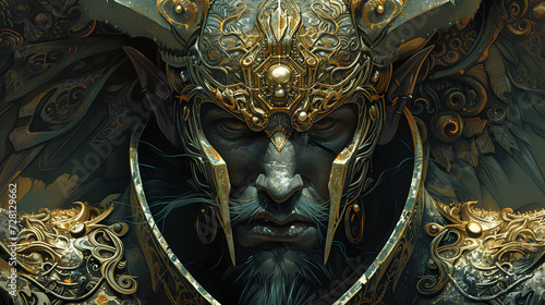 A close up of an orc wearing a helmet, symmetrical epic fantasy art, fantasy rpg symmetrical portrait