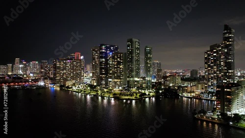 Wallpaper Mural Aerial shot of the tall buildings of downtown Miami Florida at night Torontodigital.ca