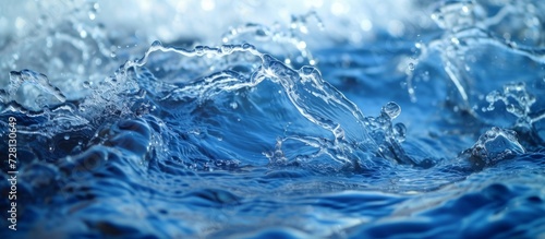 Blue Water: A Tranquil Splash of Calmness amidst the Blue, Water Splash
