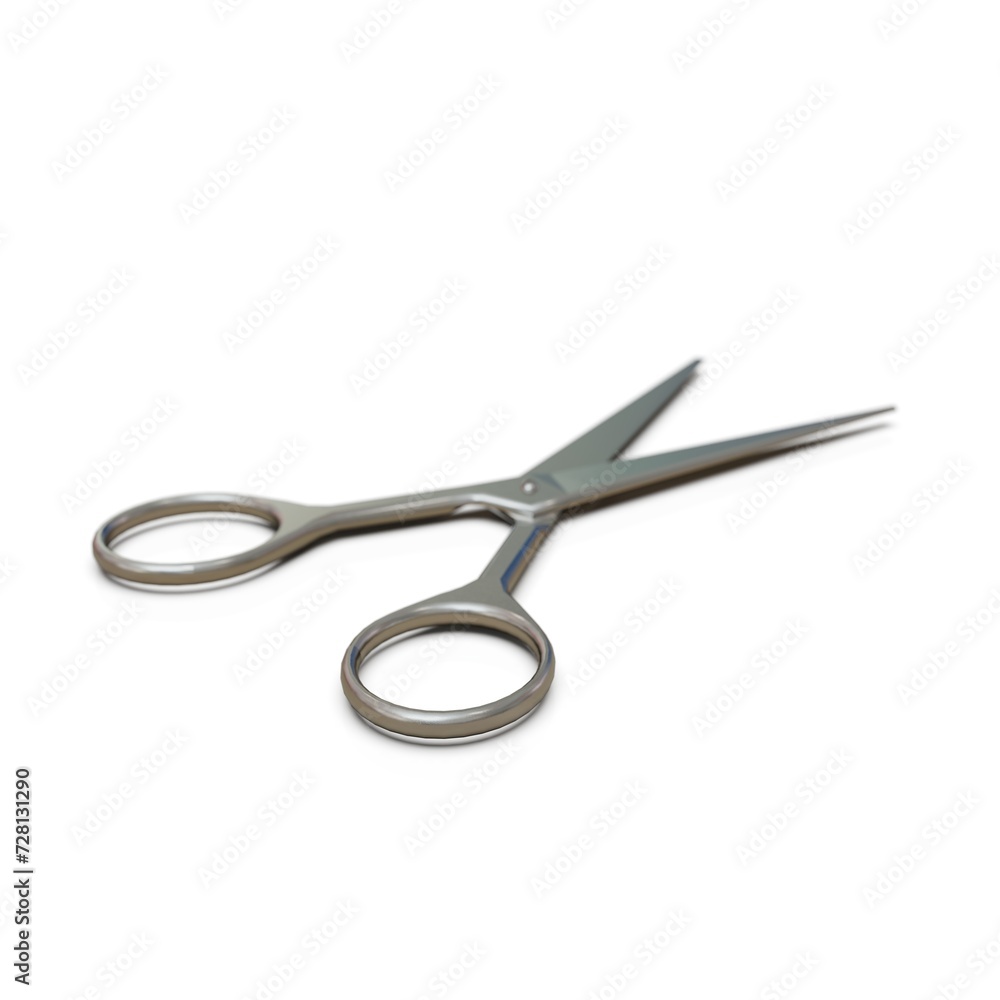Retro Metal Professional Tailor Silver Scissors on a White Background Retro Metal Professional Tailor Silver Scissors on a White Background