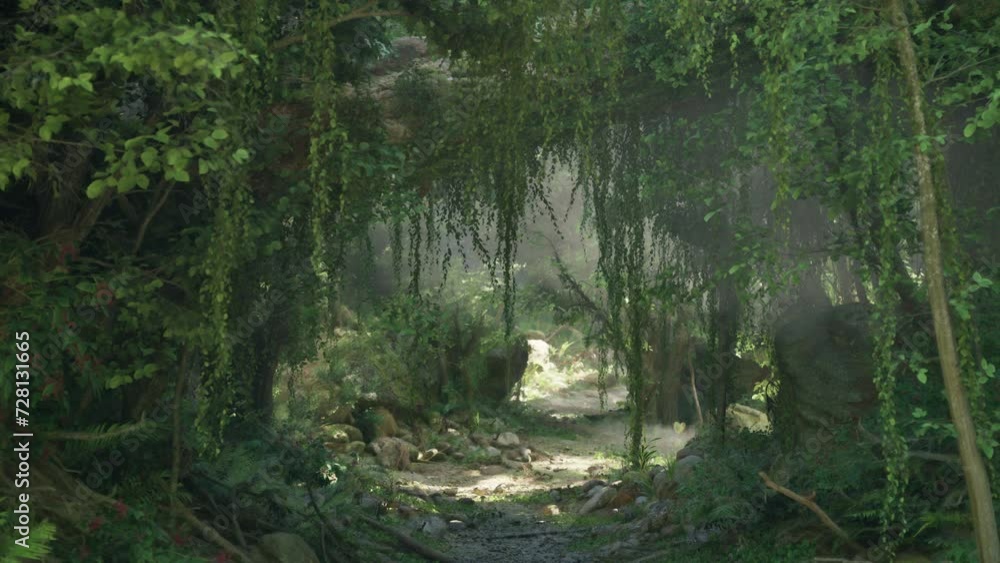 A path through a forest with lots of trees A path through a forest with lots of trees