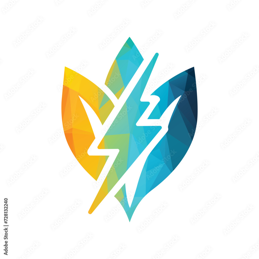 Eco Leaf Bolt Green Energy Vector Illustration Eco Leaf Bolt Green Energy Vector Illustration