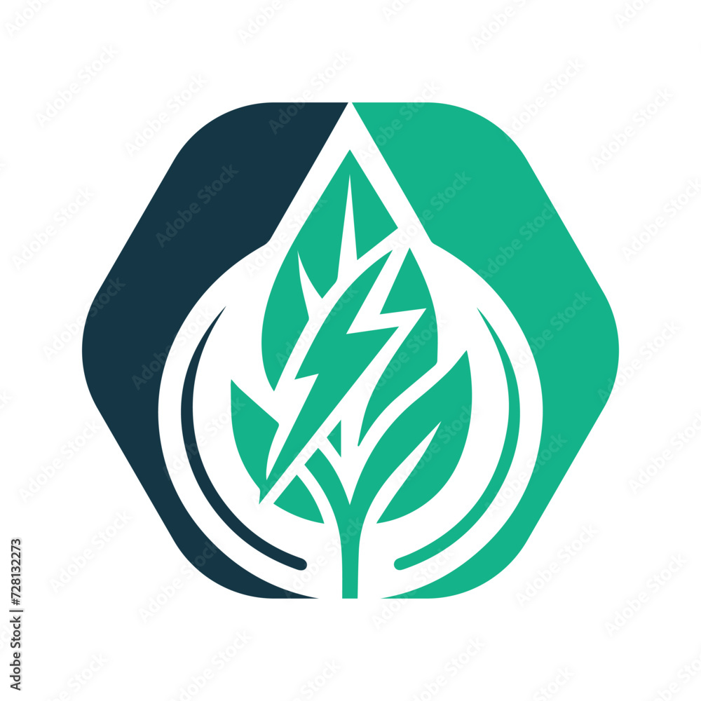 Eco Leaf Bolt Green Energy Vector Illustration Eco Leaf Bolt Green Energy Vector Illustration