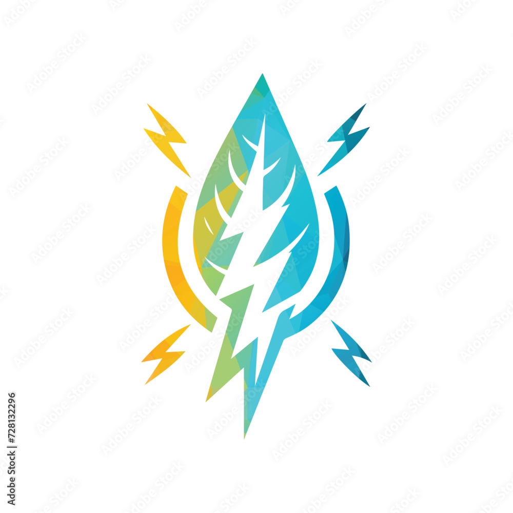 Eco Leaf Bolt Green Energy Vector Illustration Eco Leaf Bolt Green Energy Vector Illustration