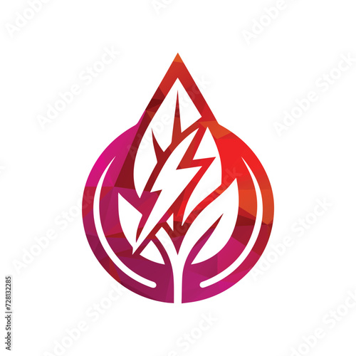 Eco Leaf Bolt Green Energy Vector Illustration