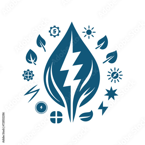 Eco Leaf Bolt Green Energy Vector Illustration