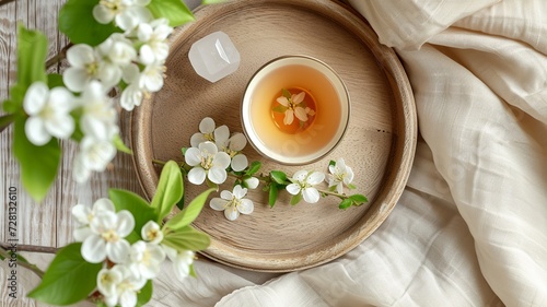 Spring Renewal  Crystal  Cherry Blossom  and Herbal Tea  