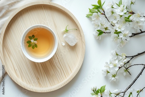 Spring Renewal: Crystal, Cherry Blossom, and Herbal Tea