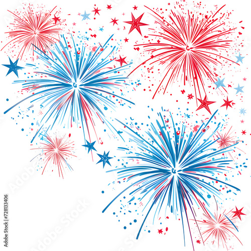 patriotic party fireworks on white background