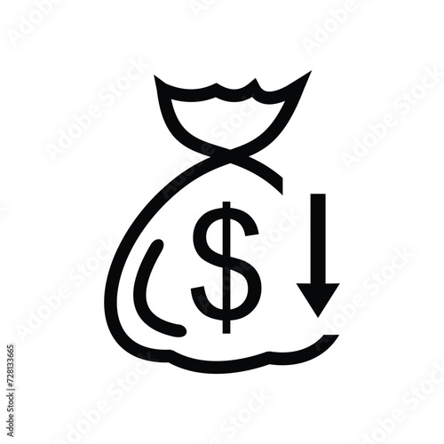 wealth icon. money sack with incoming arrow showing income