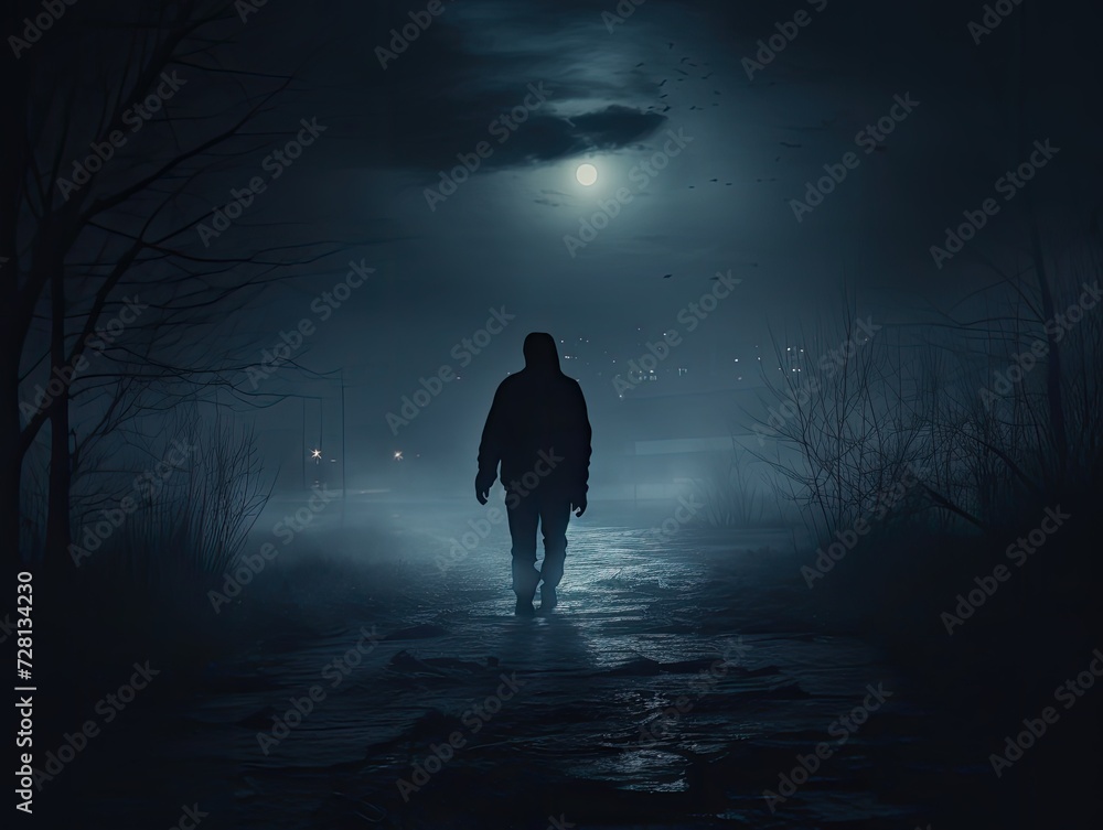 Fototapeta premium lonely silhouette in the night. 