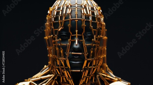 abstract portait with golden metal details.  photo