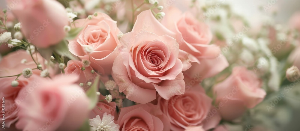 Delicate fragrance of pink roses and mini blossoms Delicate fragrance of pink roses and mini blossoms