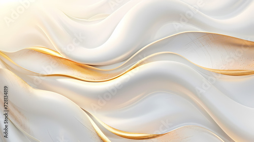 豪華で柔らかい光沢を放つ白とゴールドの抽象的なデジタル