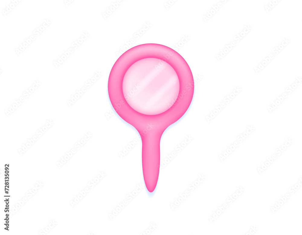 A 3D illustration of portable mirror. pink mirror for makeup. products or beauty tools. objects or things. symbol or icon. Minimalist 3D illustration design. graphic elements. Vector A 3D illustration of portable mirror. pink mirror for makeup. products or beauty tools. objects or things. symbol or icon. Minimalist 3D illustration design. graphic elements. Vector