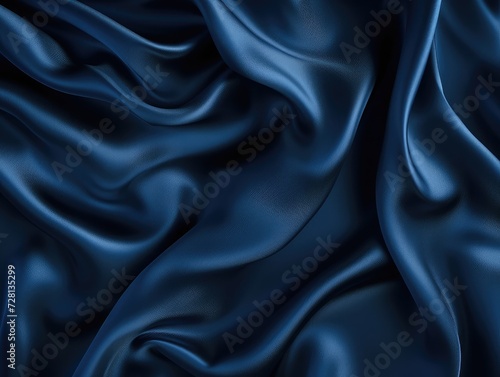 Wallpaper Mural Abstract dark background. Silk satin fabric. Navy blue color. Elegant background with space for design. Soft wavy folds. Christmas, birthday, anniversary, award. Template. Torontodigital.ca