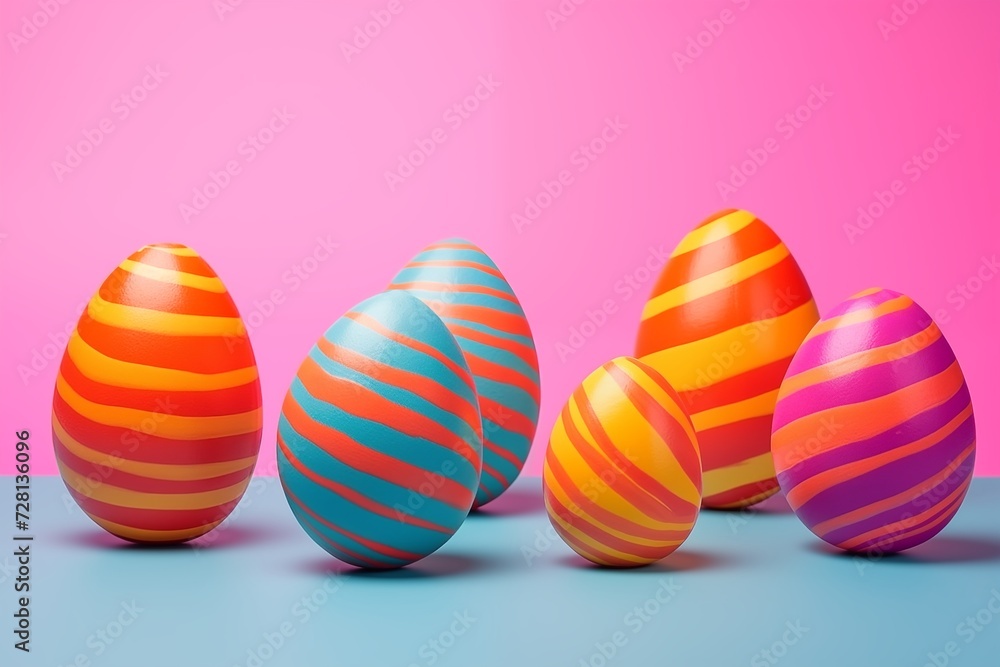 Fototapeta premium Striped Easter eggs. Generative AI