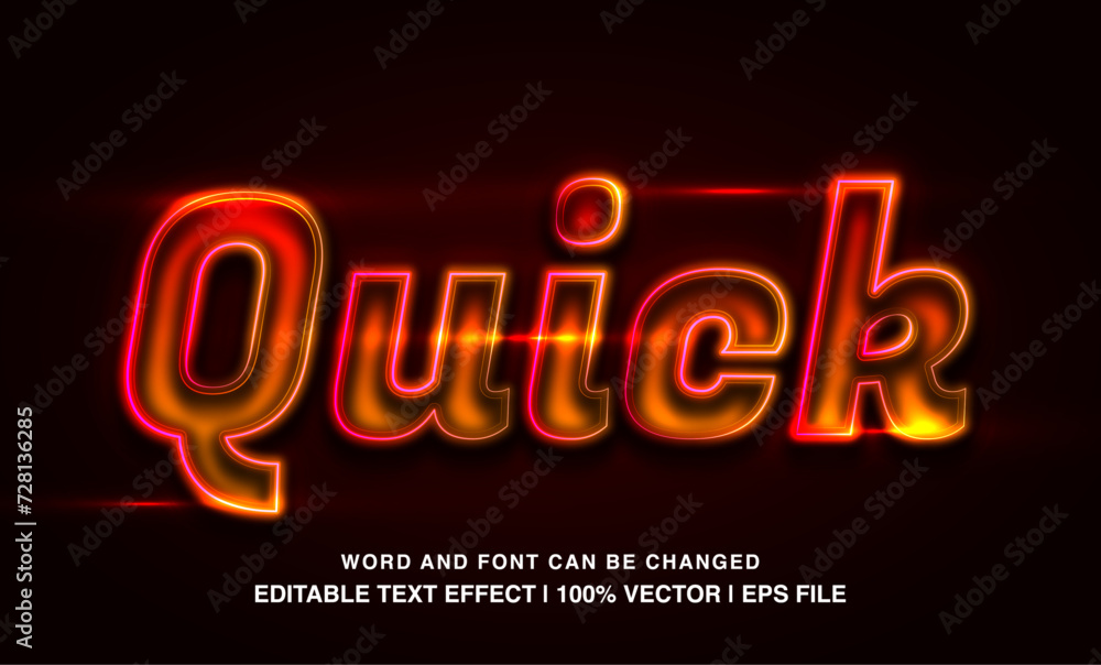 Quick editable text effect template, red neon light futuristic style, premium vector