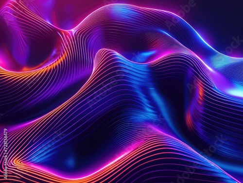 perfect shape, aesthetic, colorful background with abstract shape glowing in ultraviolet spectrum, curvy neon lines, Futuristic energy concept