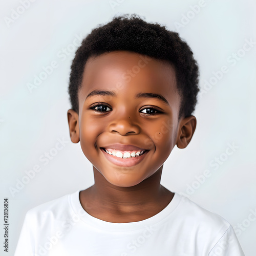 portrait of smiling black african american boy isolated on white background
