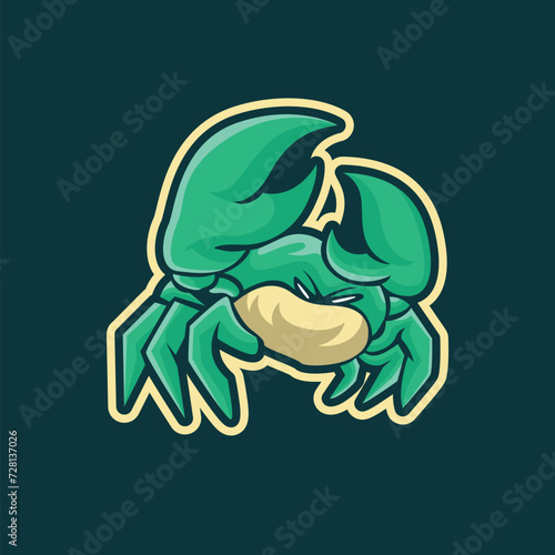 Green crab mascot character cartoon vector icon illustration