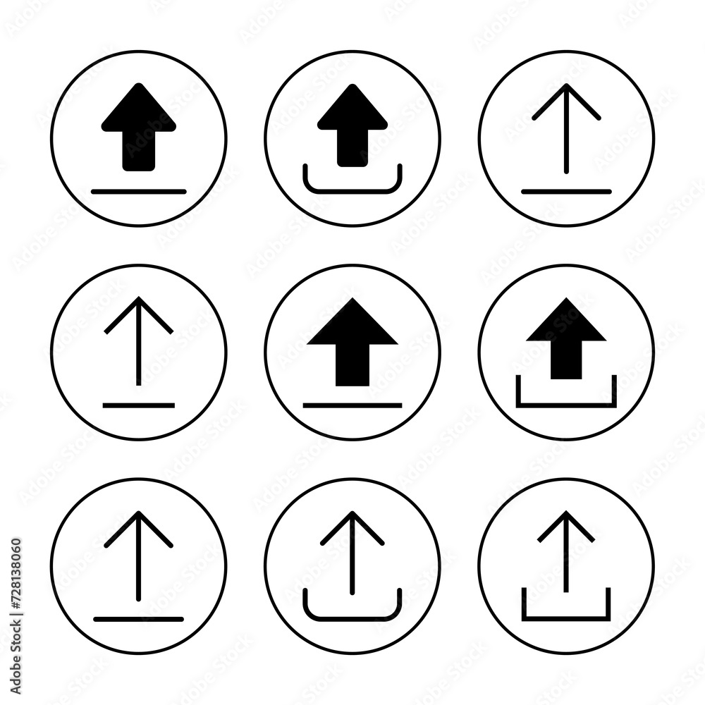 Upload icon set vector. load data sign and symbol Upload icon set vector. load data sign and symbol