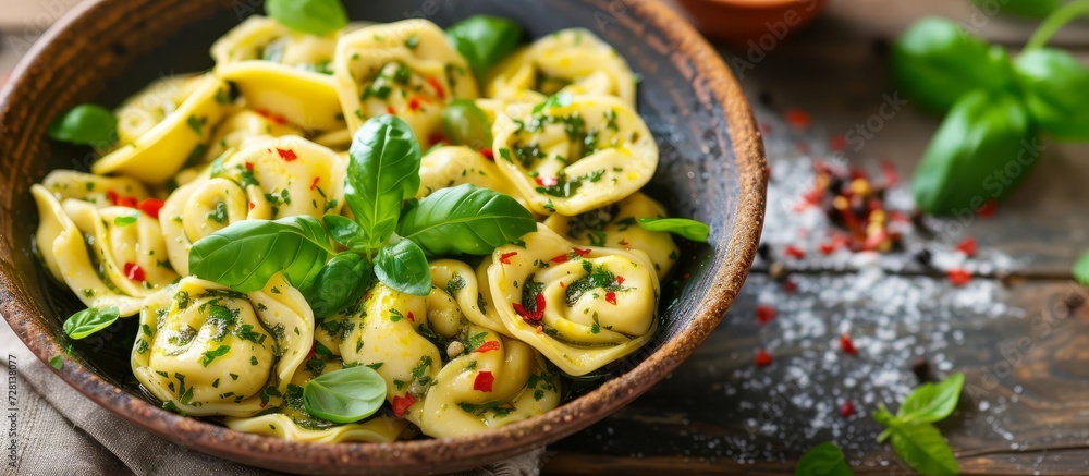 Delicious Italian Tortellini with Herbs, Cheese, and Sauce: A Savory Combination of Italian, Tortellini, Herbs, Cheese, and Sauce