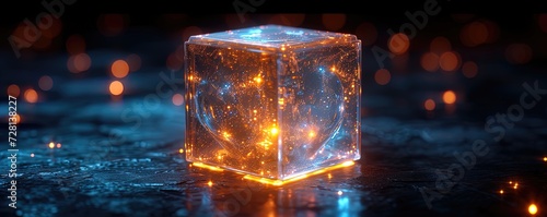this is a plexi cube with glowing lights inside, in the style of code-based creations photo