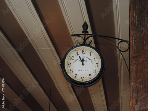 Classic handmade wooden wall clock hanging