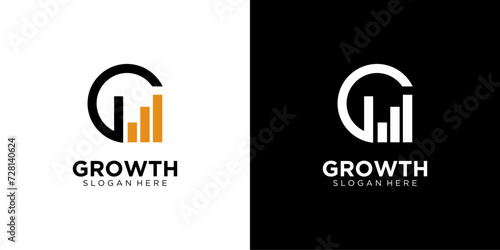 letter G growth Abstract business company logo. Corporate identity design element. Technology, market, bank logotype idea. vector template photo