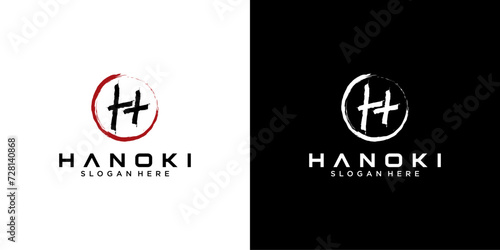 initial letter H logo type with Japanese and Chinese style design for company and business logos