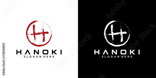 initial letter H logo type with Japanese and Chinese style design for company and business logos photo