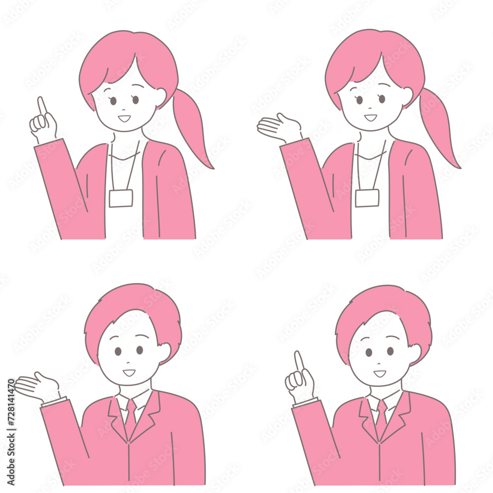 【多用途に使える】指差し・案内ポーズの男女セット 【多用途に使える】指差し・案内ポーズの男女セット