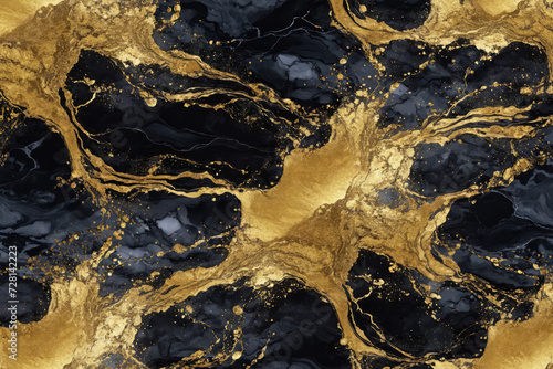 Ink Abstract Art Gold Paint Background: Modern Luxury with Watercolour Stone Texture - Creative Marble Pattern, Dark Rock, Glitter, and Brush Design, Design, Wallpaper, Background