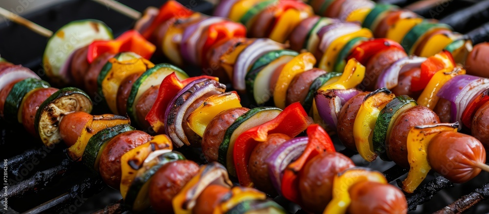Hot Dogs, Kebabs, and Vegetables - A Sizzling Combination of Hot Dogs, Kebabs, and Grilled Vegetables for a Scrumptious Delight