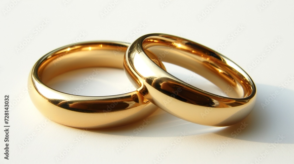A close-up shot of two wedding rings, with a soft light illuminating the rings A close-up shot of two wedding rings, with a soft light illuminating the rings