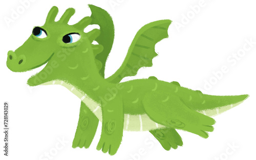 cartoon happy and funny colorful medieval dragon or dinosaur dino isolated illustration for children