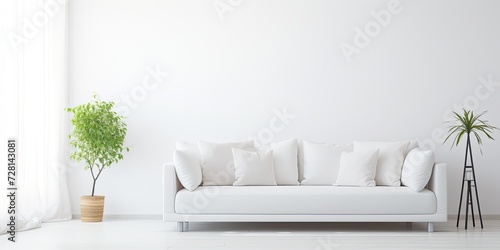 White couch in a bright room  blending with the background.