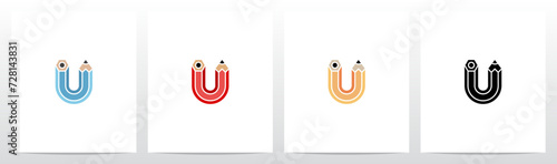 Pencil Shaped Letter Logo Design U