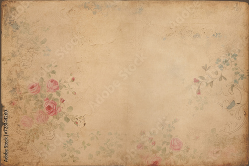 Antique Old Paper Texture with Elegant Roses - Perfect for Junk Journals, Scrapbooking, and Vintage Creative Projects