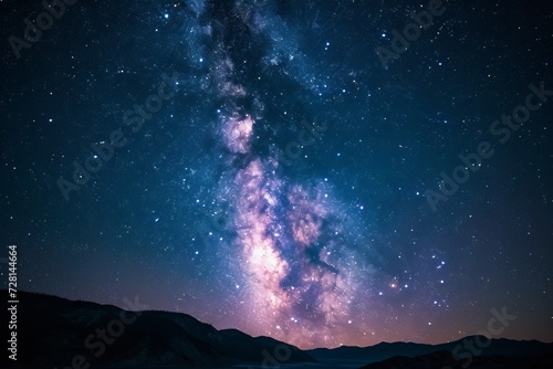 The Milky Way unfurls its stellar splendor across the night sky, a cosmic river amidst the silence of eternity.