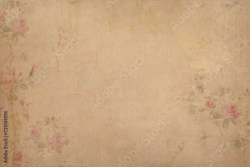 Antique Old Paper Texture with Elegant Roses - Perfect for Junk Journals, Scrapbooking, and Vintage Creative Projects