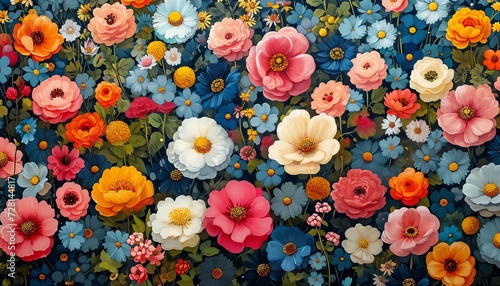 Artistic Floral Fabric in Full Bloom Design