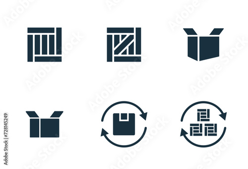 Packaging boxes icons set on white background. online delivery service business. Parcel container, packaging boxes, web design for applications.